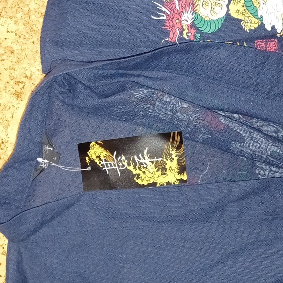 Men's Two Piece Navy Jinbei With Dragon Graphic Front & Back, NWT - Picture 8 of 13